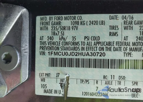 2017 Ford Escape Titanium из США, поврежденный, VIN 1FMCU0JD2HUA30720